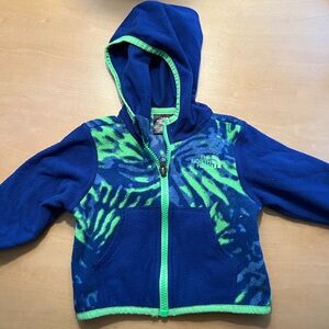 The North Face Kids Blue and Neon Green Hoodie